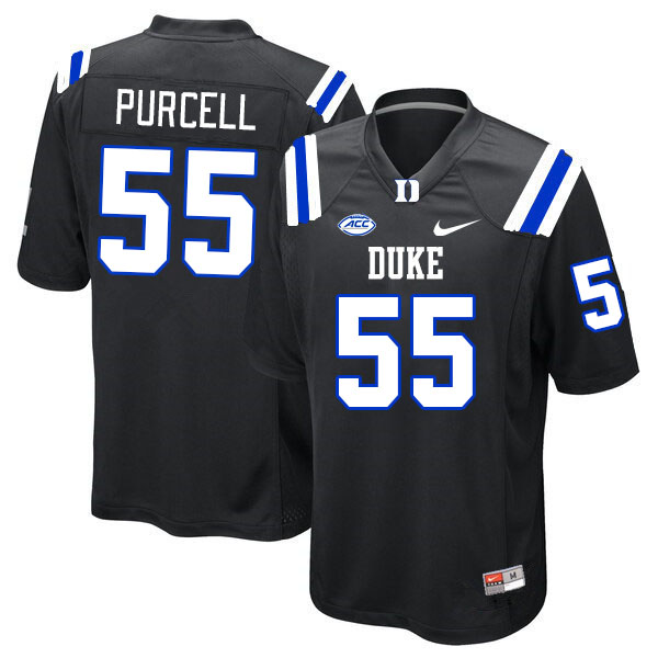 Men #55 Michael Purcell Duke Blue Devils College Football Jerseys Stitched-Black - Click Image to Close